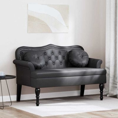 vidaXL Chesterfield lavica Čierna 120,5 x 65 x 75 cm Umelá koža