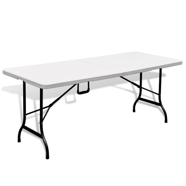 vidaXL Skladací záhradný stôl, biely 180x75x74 cm, HDPE