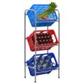 vidaXL Skladovací regál na 3 prepravky strieborný 50x33x116 cm oceľ