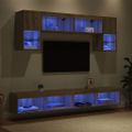 vidaXL TV nástenné jednotky s LED 6 ks Remeselný dub Kompozitné drevo