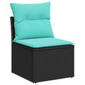 vidaXL Sada pohoviek 6 ks Čierna a modrá Poly ratan a oceľ