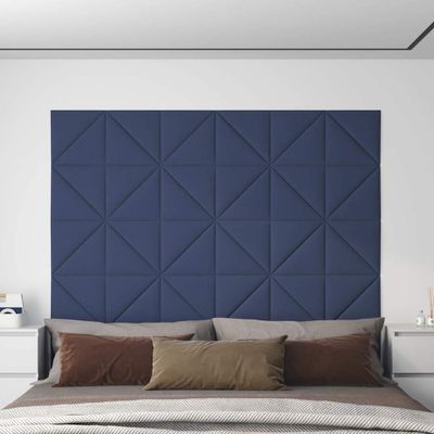 vidaXL Nástenné panely 12 ks modré 30x30 cm látková 0,54 m²