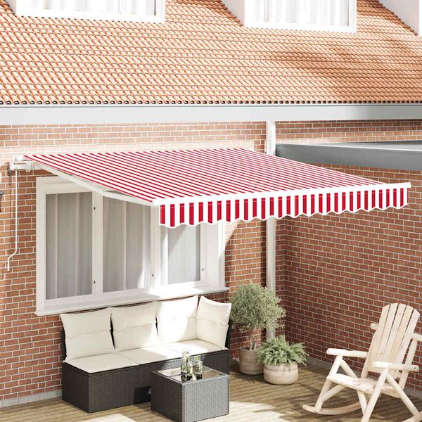 vidaXL Sklopná markíza Červená a Biela 300 x 250 cm Tkanina a hliník