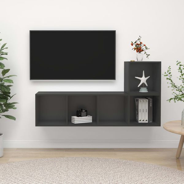 vidaXL 2-dielna súprava TV skriniek, sivá, kompozitné drevo