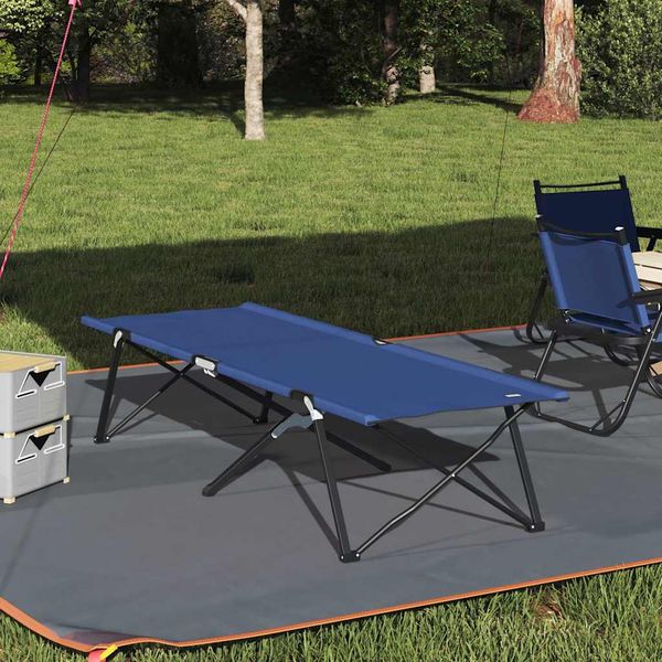 vidaXL Skladacia kempingová posteľ 2 pcs Modrá 206 x 76 x 74 cm