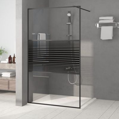 vidaXL Sprchová zástena čierna 115x195 cm priehľadné ESG sklo