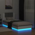 vidaXL Posteľný rám s čelom a LED svetlami biely 90x200 cm