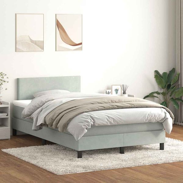 vidaXL Box Spring Posteľ bez matraca a LED Svetlosivá 120x220 cm Zamat