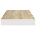 vidaXL Plávajúce nástenné police 2ks dubové a biele 60x23,5x3,8 cm MDF