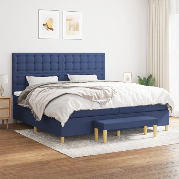 vidaXL Boxspring posteľ s matracom modrá 200x200 cm látka