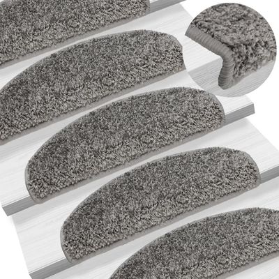 vidaXL Schodové rohože 10 ks 65x21x4 cm sivé, polkruhové, veľké