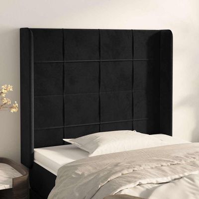 vidaXL Čelo postele so záhybmi čierne 103 x 16 x 118/128 cm zamat