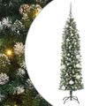 vidaXL Umelý chudý vianočný strom Zelená a biela 150 cm