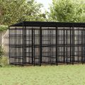 vidaXL Vonkajší koterec pre psov so strechou oceľ 12,9 m²