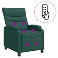 vidaXL Masážne relaxačné kreslo Tmavozelená Látka