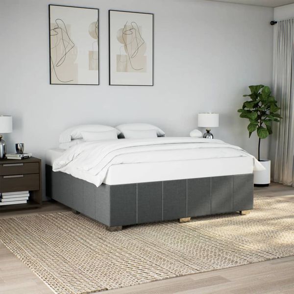 vidaXL Posteľ bez matraca tmavosivá 180x200 cm látka