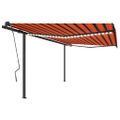 vidaXL Automatická markíza, LED a senzor vetra 4,5x3 m, oranžová/hnedá