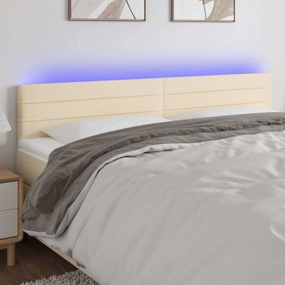 vidaXL Čelo postele s LED krémové 180x5x78/88 cm látka
