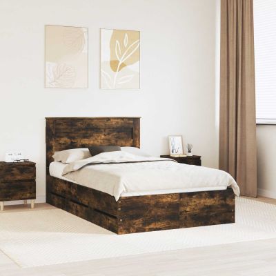 vidaXL Rám postele Dymová dub 135 x 190 cm Inžinierske drevo