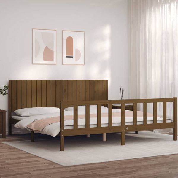 vidaXL Posteľný rám s čelom medovo-hnedý 200x200 cm masívne drevo