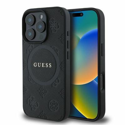 Puzdro Guess pre iPhone 16 Pro Max 6,9" GUHMP16XPSAPSMEK čierne tvrdé puzdro Saffiano Peony Classic Logo MagSafe