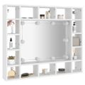 vidaXL Zrkadlová skrinka s LED biela 91x15x76,5 cm