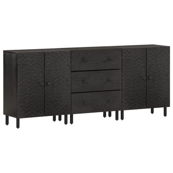 vidaXL Príručné skrinky 3 ks, čierne 60x33x75 cm, mangový masív