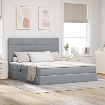 vidaXL Postel s úložným prostorem a matrací Svetlosivá 180 x 200 cm