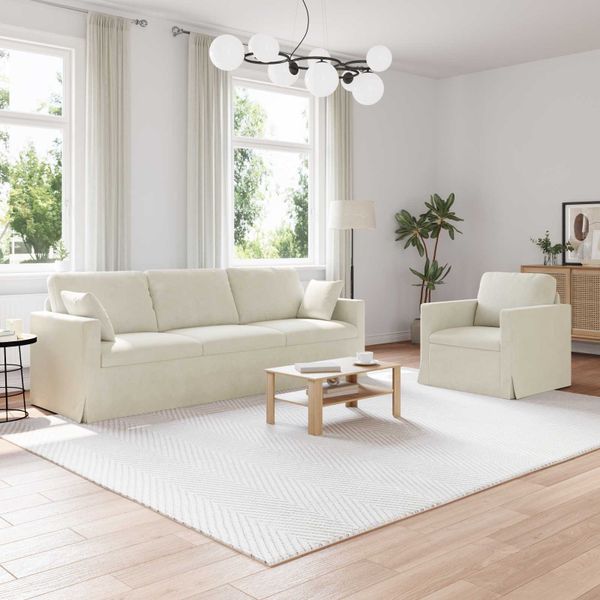 vidaXL Sada pohoviek 2 pcs Krémová 228 x 78 x 80 cm Zamat