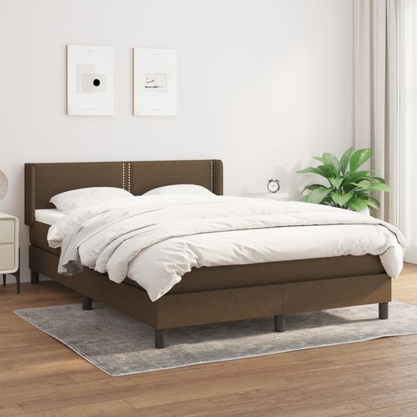 vidaXL Boxspring posteľ s matracom tmavohnedá 140x200 cm látka