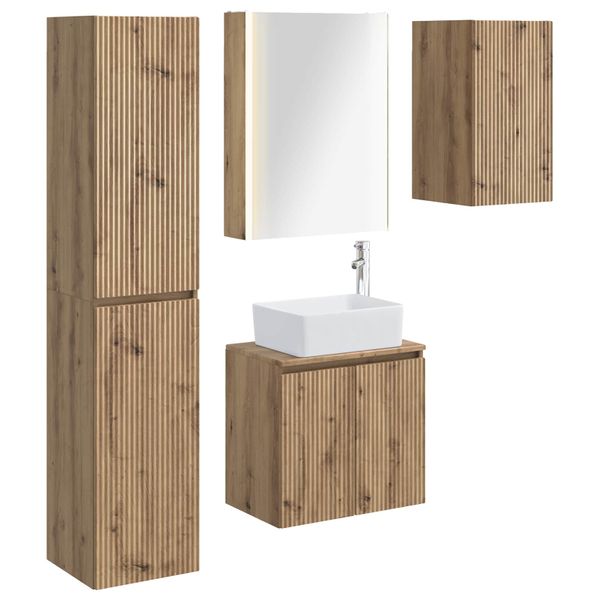vidaXL Set kabinetov do kúpeľne 5 pcs Dub artisan 53 x 15,5 x 70 cm