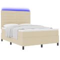 vidaXL Posteľ s pružinovým rámom s matracmi Krémová 140 x 190 cm látka