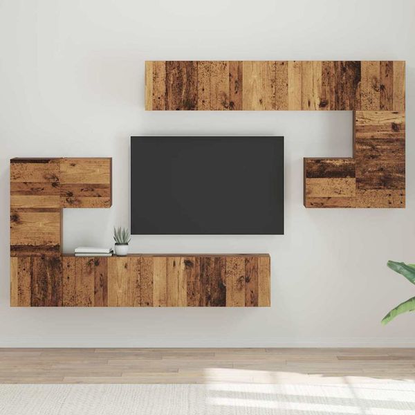 vidaXL TV jednotky Nástenný 4 pcs Staré drevo Kompozitné drevo