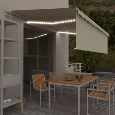 vidaXL Automatická markíza tienidlo&LED&senzor vetra 5x3 m krémová