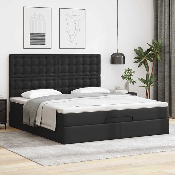 vidaXL Osmanský rám postele s matracom čierna 160x200 cm umelá koža