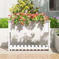 vidaXL Kvetináč s policou biely 111,5x34,5x81 cm masívna borovica
