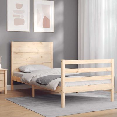 vidaXL Rám postele s čelom 100x200 cm masívne drevo