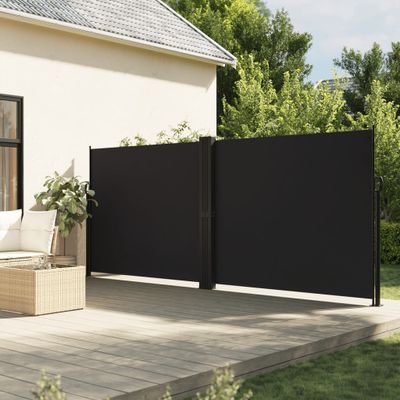 vidaXL Zaťahovacia bočná markíza, čierna 180x1000 cm