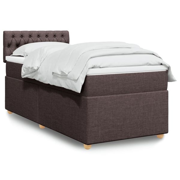 vidaXL Posteľný rám boxsping s matracom hnedý 90x200 cm látka
