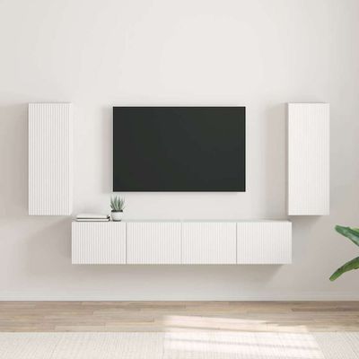 vidaXL TV nástenná skriňa 2 pcs Biela 30 x 31 x 80 cm Kompozitné drevo