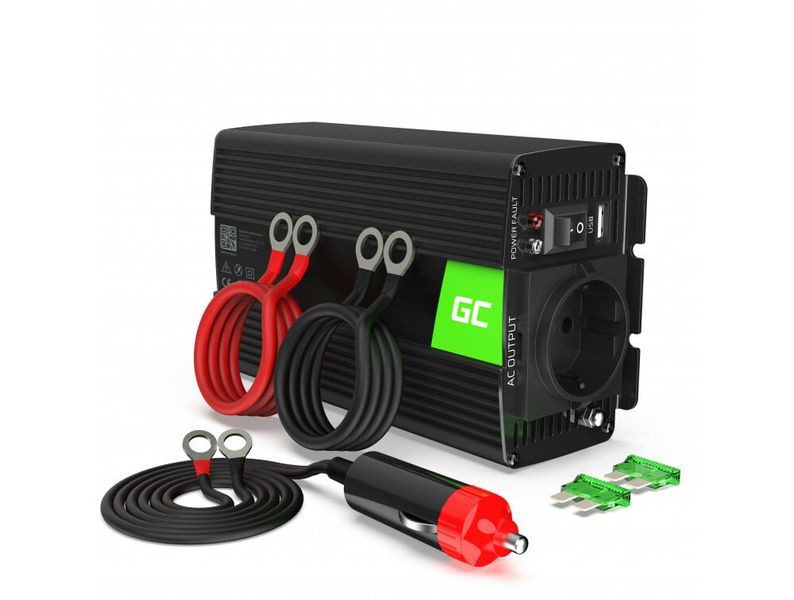 Green Cell INV03DE automobilový menič napätia 12V to 230V, 500W/1000W