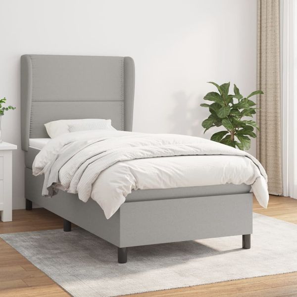 vidaXL Posteľný rám boxsping s matracom bledosivý 90x190 cm látka