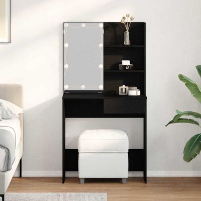 vidaXL Toaletný stolík Čierny dub 74,5 x 40 x 141 cm Kompozitné drevo