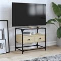 vidaXL TV skrinka sklenená doska dub sonoma 60x35x51 cm kompoz. drevo