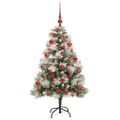 vidaXL Umelý vianočný stromček Zelená a biela 150 cm PVC, kov a plast