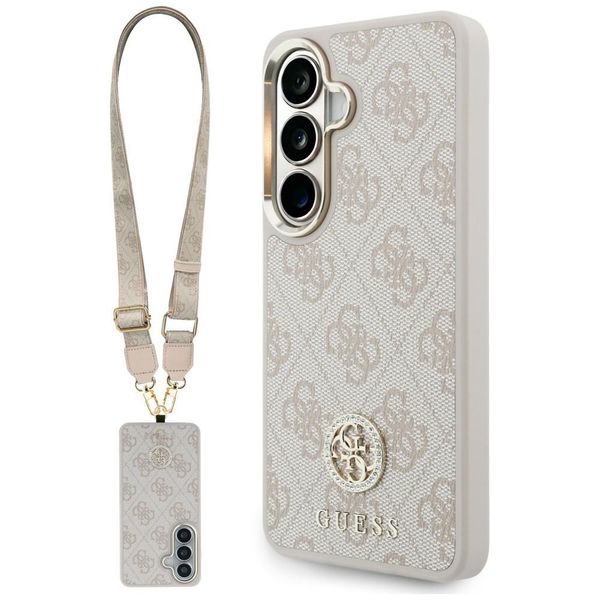 Puzdro Guess 4G Big Rhinestone Triangle Strap MagSafe pre Samsung Galaxy S26 ružová