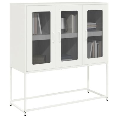 vidaXL Komoda biela 100,5x39x107 cm oceľ valcovaná za studena