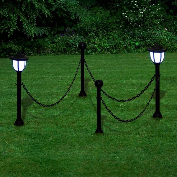 Reťazový plot s 2 solárne LED lampy