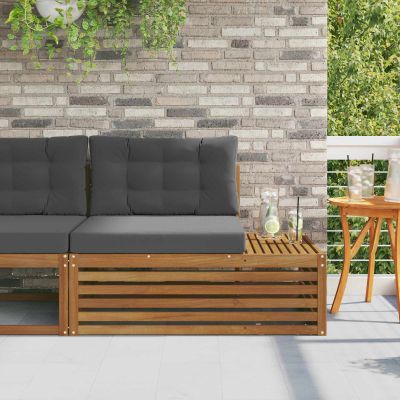 vidaXL Vonkajšia koncová pohovka s vankúšom Prírodná 115 x 83 x 73 cm