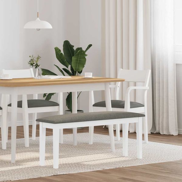 vidaXL Lavica 110 cm Biela masívna guma
